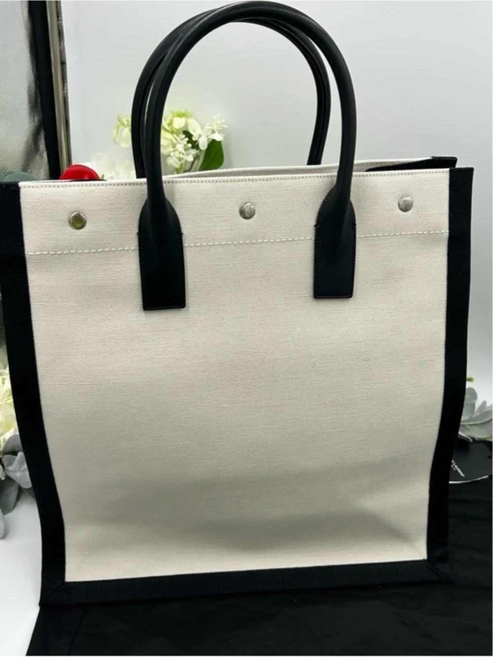 Saint Laurent RIVE GAUCHE canvas/leathertote bag made in Italy NWT